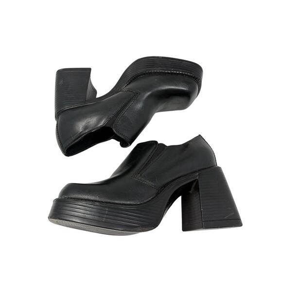 Vintage 90s Candie's Black Leather Square Toe Platform Ankle Boot sz 6 RARE - Picture 3 of 7